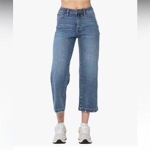 Judy Blue High Waisted Vintage Wash Cropped Wide Leg Jeans, 88592 size 18w